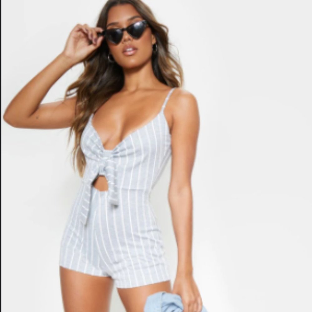 Grey Stripe Romper
